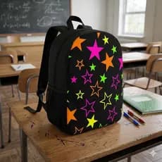 Mochila Escolar Estrelas Neon Meninas Bolsa Alça Volta As Aulas