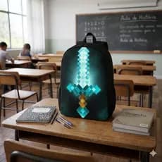 Mochila Volta As Aulas Minecraft Bolsa Escolar Jogo Game