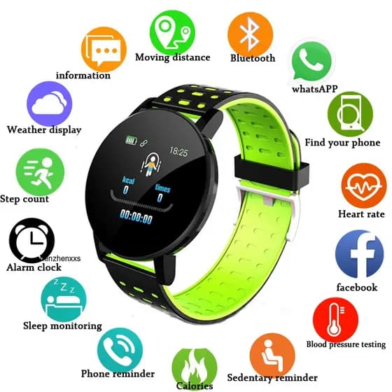 2022 Novo 119Plus Smart Watch Homens Mulheres Relógio Do Esporte Rastreador Smartwatch De Pressão Arterial WhatsApp Para Android Ios PK 116 D13 M4