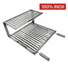 Grelha Uruguaia Parrilla Inox 430 Reforçada com Grelha Auxiliar Descanso Para Churrasqueira Gourmet
