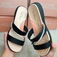 Sandalia Feminina Ortopédica Papete Massageadora Modare Tira Glitter Chinelo Tamanco Esporão Fascite
