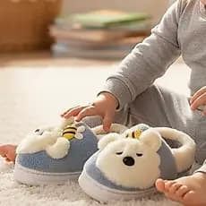 Pantufa Infantil de Urso - Pantufa Menino e Menina Para o Inverno Anti Derrapante