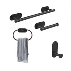 Kit para Banheiro Toalheiro, Lavabo com 4 Peças Aço inoxidável, Sem Furar Parede Instalação Prática