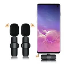 Microfone Lapela Celular Sem Fio Duplo iPhone e Android Tipo C