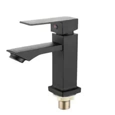 Torneira de Banheiro Lavatório Quadrada Lavabo Luxo Metal Preta Design Moderna Pia Bancada  Inox Aço