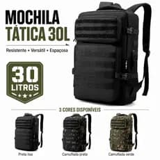 Mochila Tática Militar Impermeável 30 Litros Reforçada Camping Trilha Viagem Notebook Masculina Feminina
