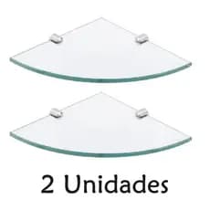 Kit 2 Prateleiras Cantoneira Modelada Em Vidro 20x20 Cm Banheiro Cozinha