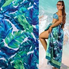 Saida de Praia Canga Premium Varias Cores Tropical Tecido Leve Estampada Quadrada