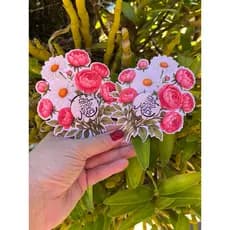 Cartao + adesivo floral Dia das maes para potinho de hodratante