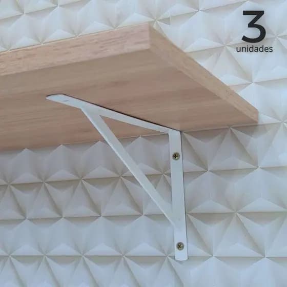 Suporte Mão Francesa Reforçada em Aço resistente 27 cm branco - 3 unidades