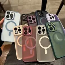 Magnético Luxo Fosco Translúcido Armadura Caso À Prova De Choque Para iPhone 16 15 14 13 12 11