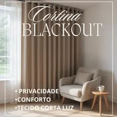 Cortina Blackout Em Tecido Corta Luz Esticada Com Ilhos Cromado SALA E QUARTO