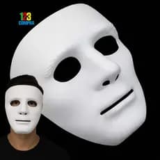 KIT 3 - Máscara Branca Sem Face Lisa Halloween Carnaval Fantasia