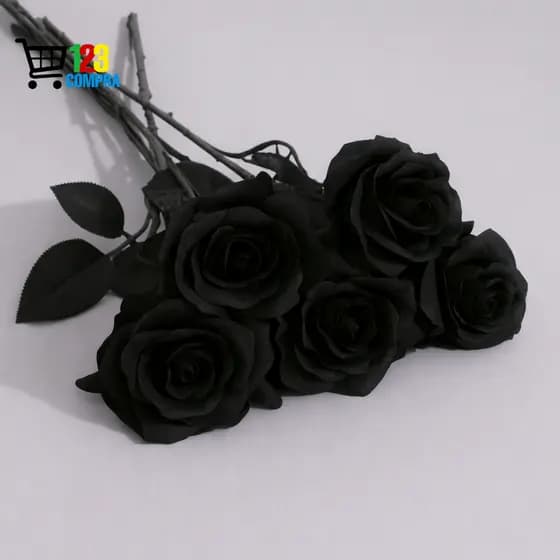 Flor Preta Artificial - 55 cm Flor Rosas P/ Decoração