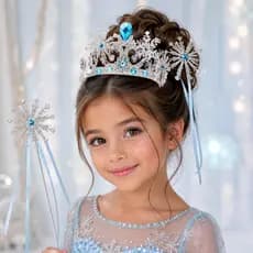 Tiara de Princesa Infantil Luxo com Pedras Azuis