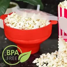 Pipoqueira Grande Para Micro-ondas Sem Óleo Balde Pipoca Silicone Com Tampa