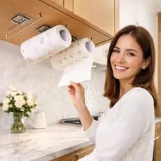 Suporte Papel Toalha Porta Papel Com Adesivo  Sem Furo Para Cozinha Multiuso