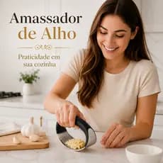 Espremedor Amassador Triturador de Alho Inox Manual Cozinha