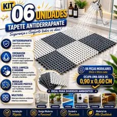 Kit 6 Tapetes Emborrachado Modular Superfície Antiderrapante Para Box Banheiro Lavanderia Piscina