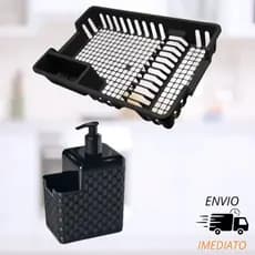 Kit Utensílios para conzinha Escorredor de Louças Pratos  Porta Detergente  Rodinho Rodo de Pia