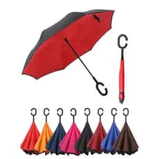 Grande Guarda Chuva Invertido Tecido Duplo Impermeável Reforçado Sombrinha