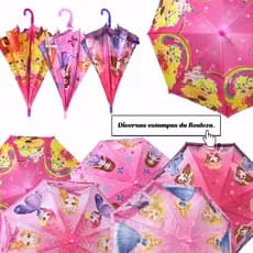 Guarda-Chuva Automático Infantil LY2029M/2030F – Tecido com Tema de Carros e Princesas, Inclui Apito