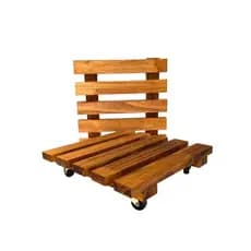 Suporte Para Vaso De Planta Em Madeira Com Rodinhas 30x30