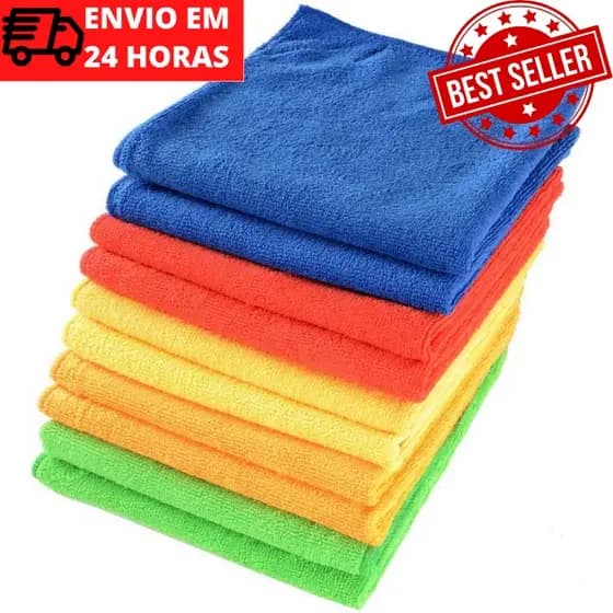 KIT COM 10 Pano de Microfibra 30cm*30cm não solta fiapos anti riscos enxuga muito Qualidade