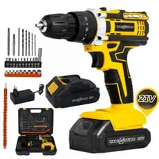 Parafusadeira Furadeira 21v 2 Baterias Sem Fio Impacto Profissional Maleta