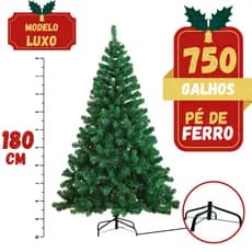 Árvore de Natal Grande Luxo Desmontável 1,80 Metro com 750 Galhos e Base de Ferro