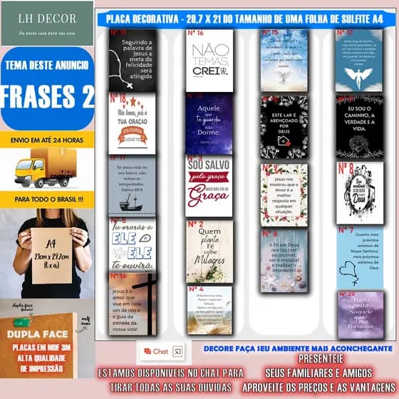Frases Religioso Lar 01 a 20 - Placa decorativa - Quadro parede & decoração - Presente A4