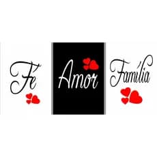 Quadro kit 3 FÉ AMOR FAMILIA