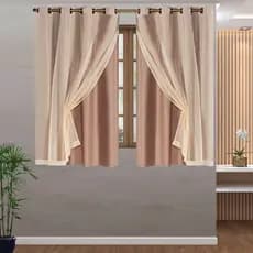 Cortinas blackout para Quarto com voil vários Tamanhos tecido xadrez ou liso cortina