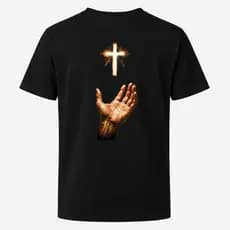 Camisetas Básicas Mão Cruz Masculina 100% Algodão Reforço Camiseta Unissex Masculina Feminina