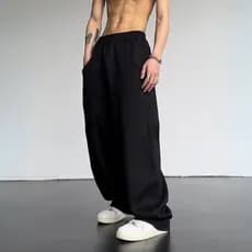 Calça Moletom Masculina Lisa Wide Leg Cargo Streetwear Modelo Inverno
