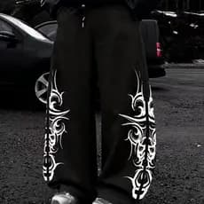 Calça Baggy Balão Wide Leg Pantalona Streetwear Gotica Punk Rock Aesthetic Reta Masculino Moletom