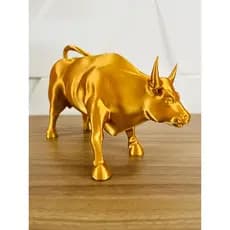 Touro Wall Street Decorativo Dourado Estátua Mesa Escritório