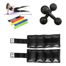 Kit Funcional Halter 1kg + Caneleira 1kg + 5 mini band