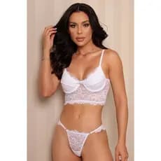 CONJUNTO TOP TODO EM RENDA CÍLIOS. SEM BOJO COM CALCINHA TODA EM RENDA