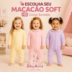 Macacão Longo Inverno Kit 1 ou 3 un - Com Zíper Bebê Menina Ribana - 100% Algodão | Mais Vendidos - A PRONTA ENTREGA
