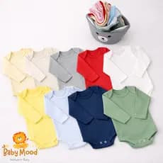 Body Manga Longa Bebê Menino Inverno Conforto | Kit 1, 3 ou 5 | Ribana Cores Lisas 100% Algodão - ENVIO RÁPIDO EM 12HRS