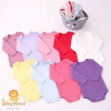 Body Manga Longa Bebê Menina Inverno Conforto | Kit 1, 3 ou 5 | Ribana Cores Lisas 100% Algodão - ENVIO RÁPIDO EM 12HRS