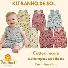 Banho de Sol Bebê Menina em Cotton 1un ou kit com 2 ou 3un – Conforto e Tecido Com Estampas Exclusivas | Roupa Infantil