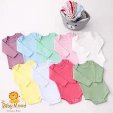 Body Manga Longa Bebê Unissex/Menina/Menino | Kit 1, 3 ou 5 | Cores Lisas 100% Algodão Ribana - ENVIO IMEDIATO, OFERTA!