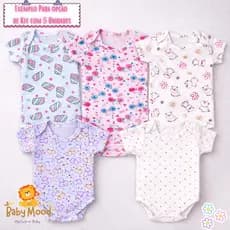 Body Meia manga Fofinho Com Estampa Menina/Menino 100% Algodão Respirável -  kit 1/3/5un - Conforto de Alta Qualidade