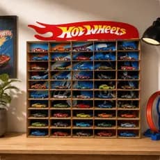 Expositor de Carrinhos HotWheels Porta 50 Carrinhos Coledionáveis em MDF