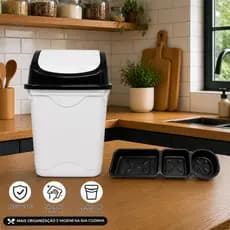 Organizador de Pia com Lixeira Basculante Kit Cozinha Funcional