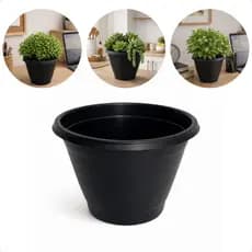 Vaso De Plantas 700ml Plástico Resistente Preto Flores Decor