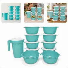 10 Potes Bowls 1l Com Jarra 2l P/ Cozinha Freezer Geladeira