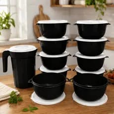 Jogo 10 Potes Bowls + Jarra 2 Litros Para Geladeira Freezer